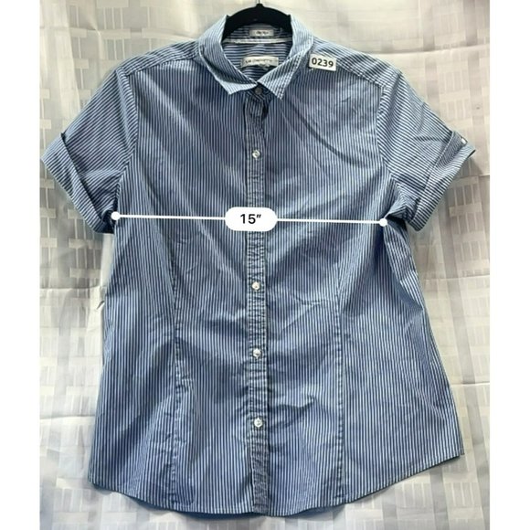 LIZ CLAIBORNE, Women SHIRT, BUTTON DOWN, SHORT sleeve, COLOR BLUE, SIZE S - Picture 3 of 9